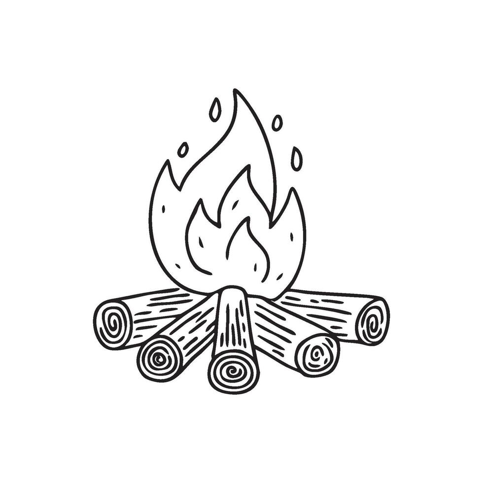 The firewood began to ignite slowly, crackling in the hearth vector