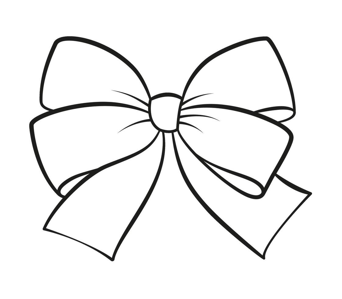 Hand drawn bow doodle style. Hand drawn black and white isolated logo. Bowknot line art. Design element for web graphic design, poster Coloring page art therapy. illustration vector