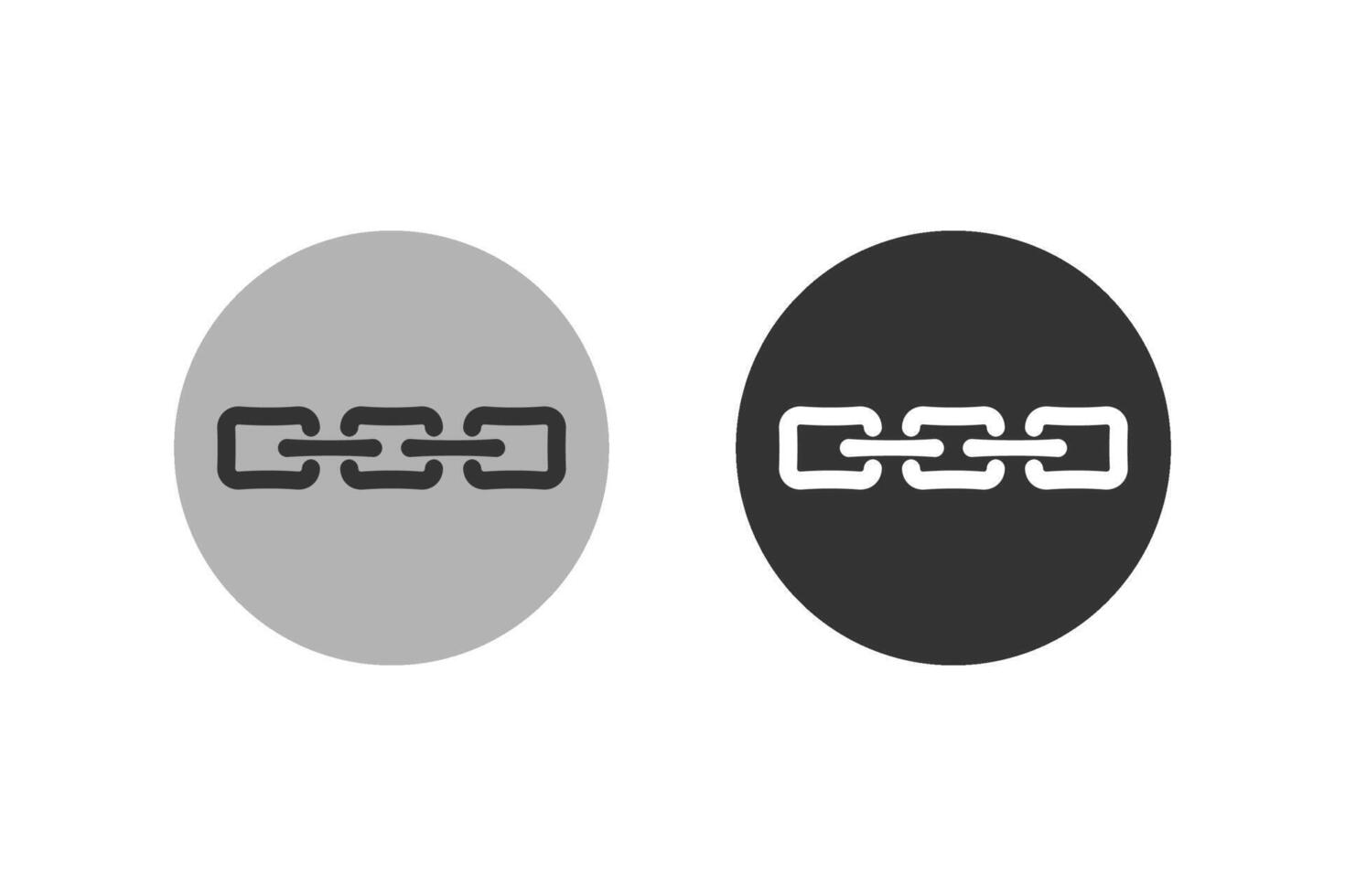 Simple chain link icons in gray and black circles isolated on a white background, symbol of connection, flat design. vector
