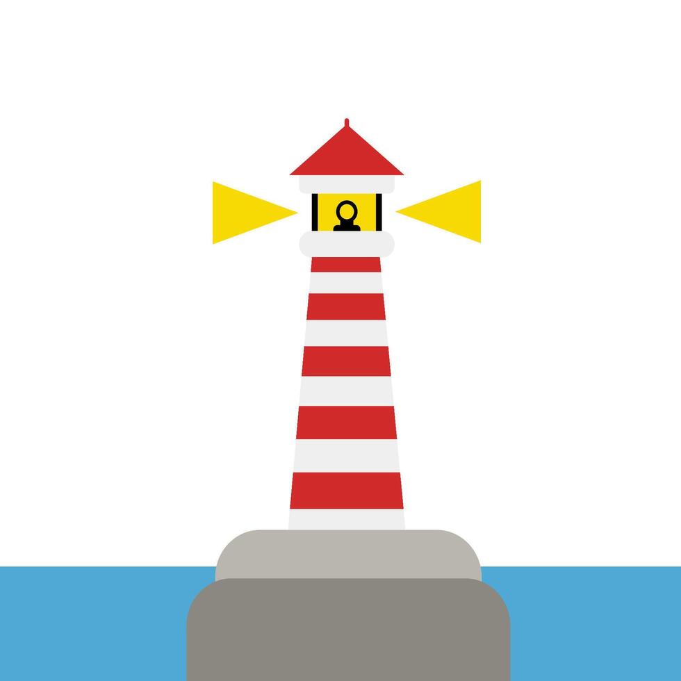 Lighthouse in the middle of the sea vector