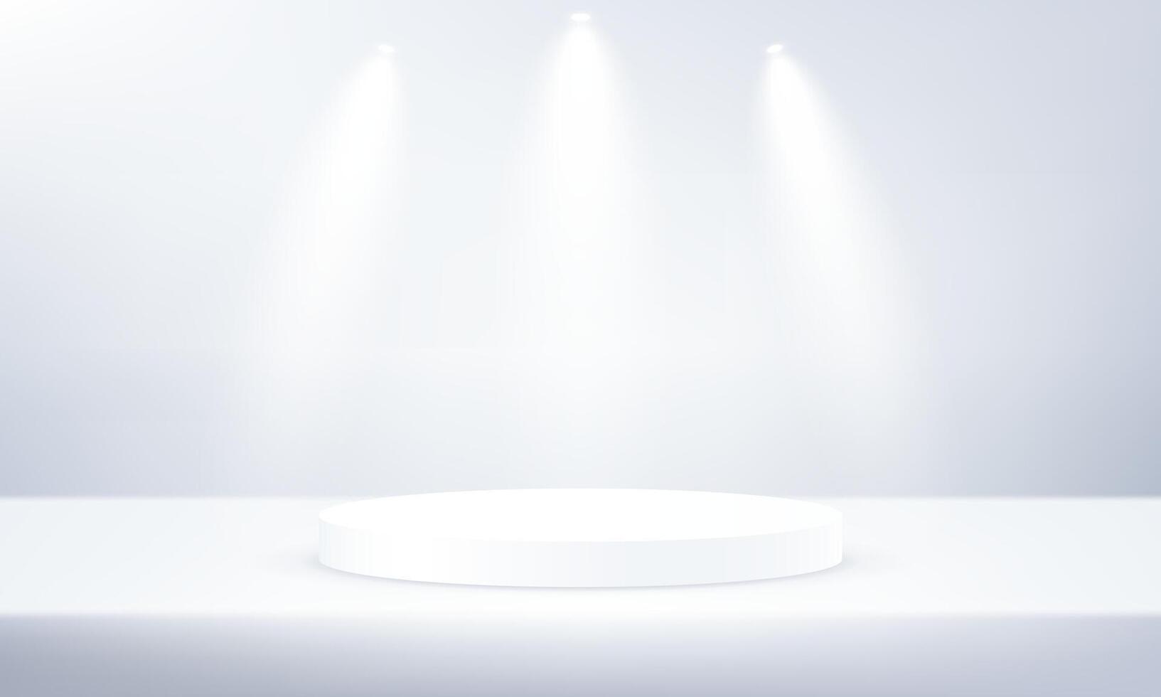 White color background 3d with podium. White studio room background. Empty room with light effect. Space for selling products on the website. illustration. vector