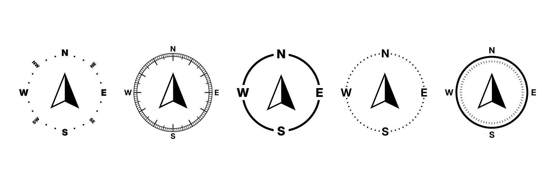 Compass icon set. Navigation compass. Set of compass symbols. vector