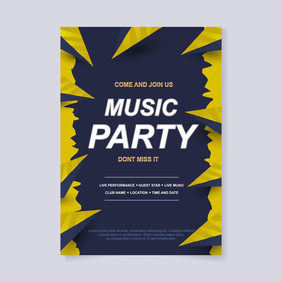 Music party poster with event details template vector