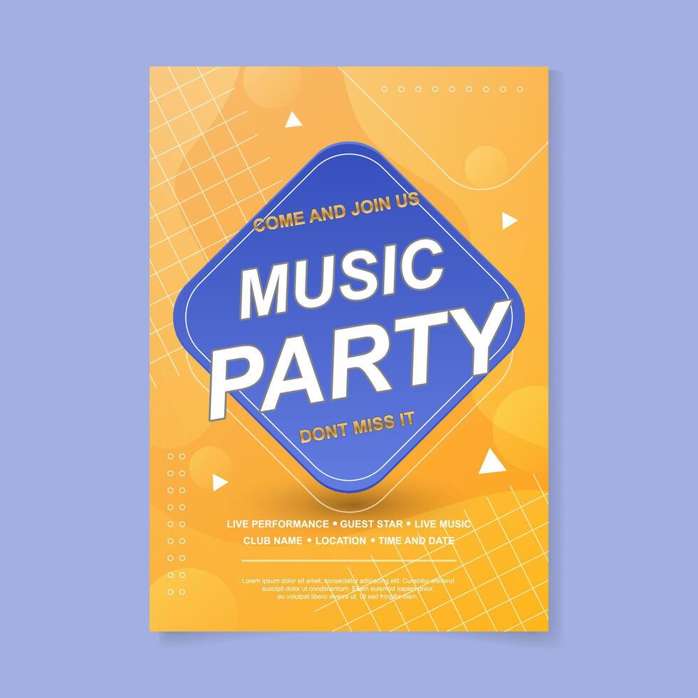 Music festival poster with event details template vector