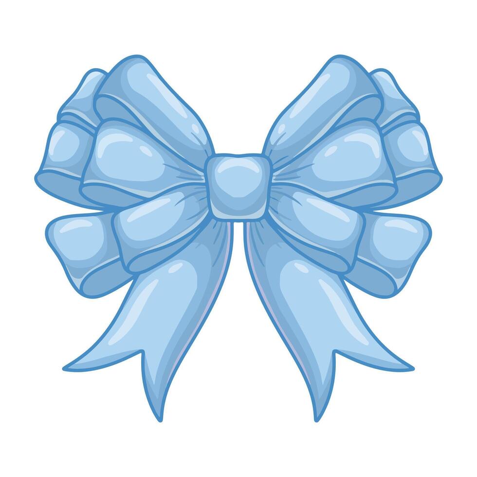 Blue bow icon in cartoon style isolated on white background. Christmas symbol stock illustration vector