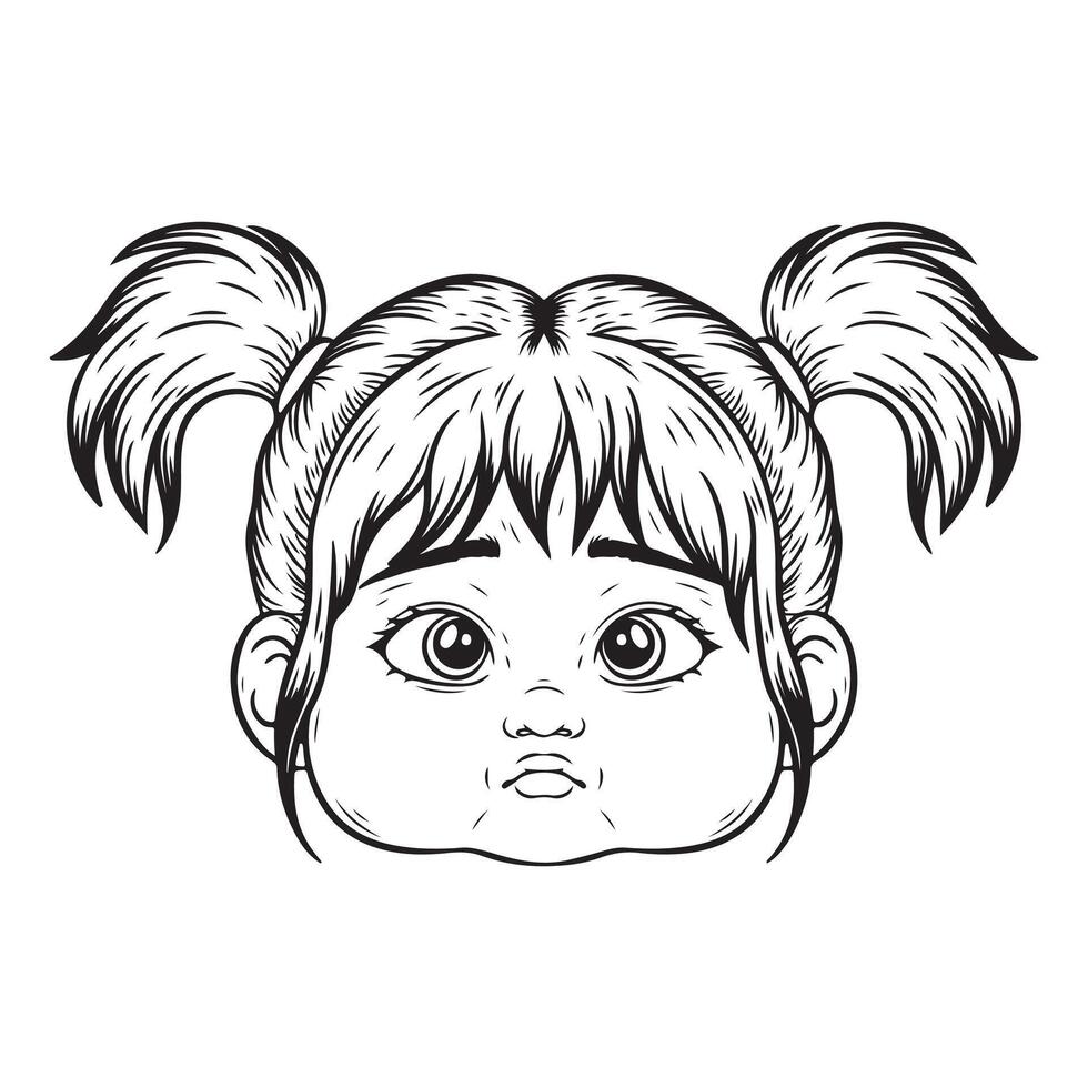 Cute little girl face. illustration for t-shirt design vector