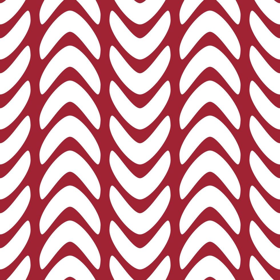 Minimal Curvature Zigzag Herringbone Seamless Pattern White Object on Red Background vector