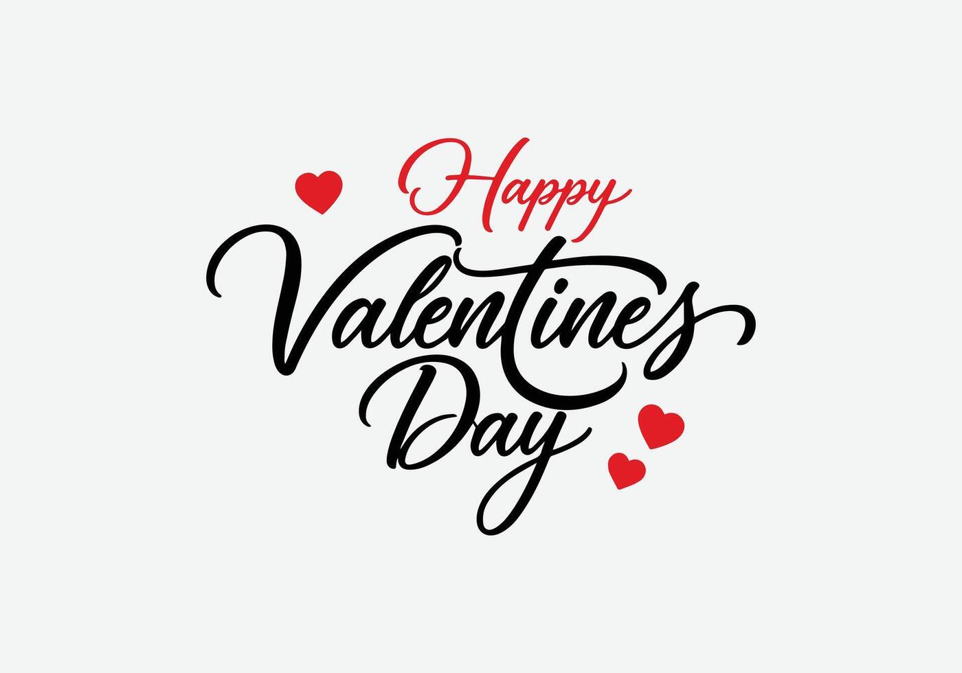 Happy Valentine's Day, in elegant calligraphy with a red heart design. vector