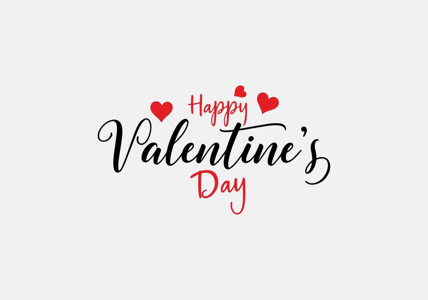 Happy Valentine's Day. Calligraphic lettering with red hearts design vector