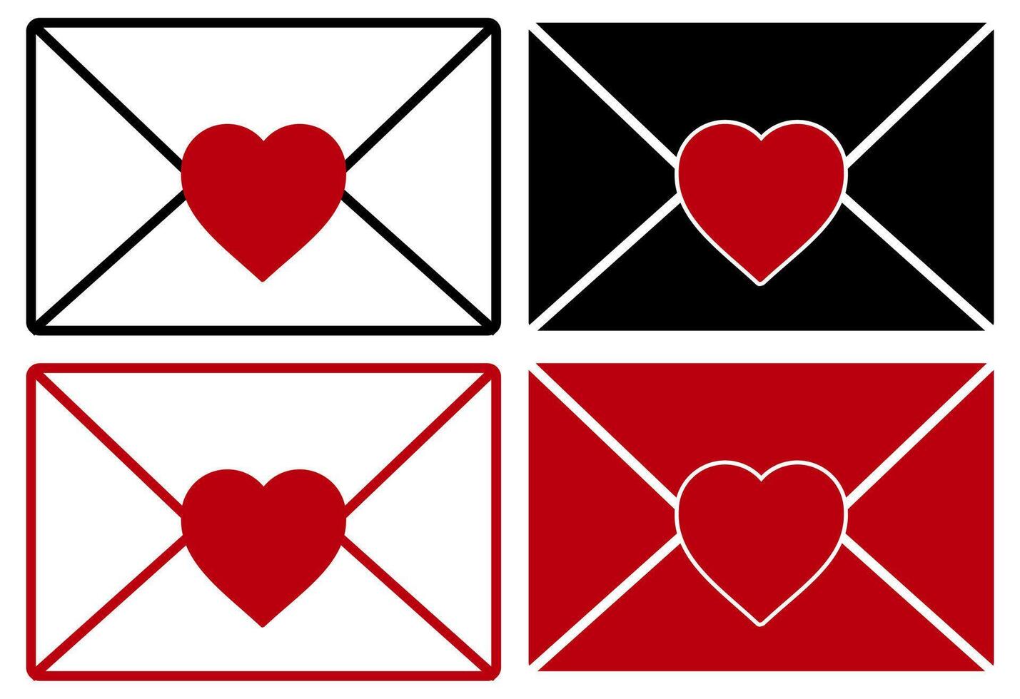 letter with red heart icon set vector