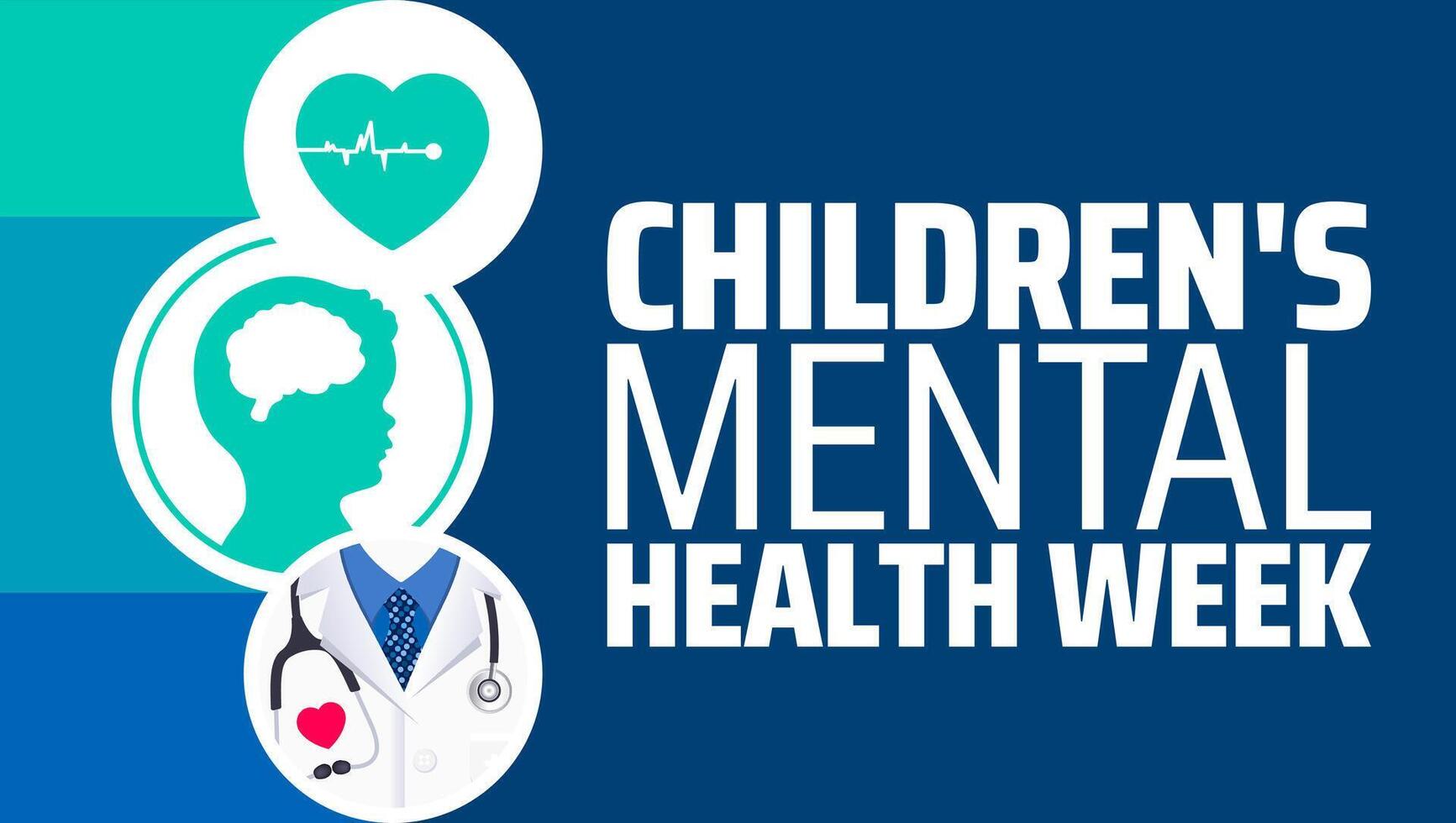 Children's Mental Health Week background banner or poster design template. observed every year in February. Holiday concept. Use to any Template, card, poster. vector