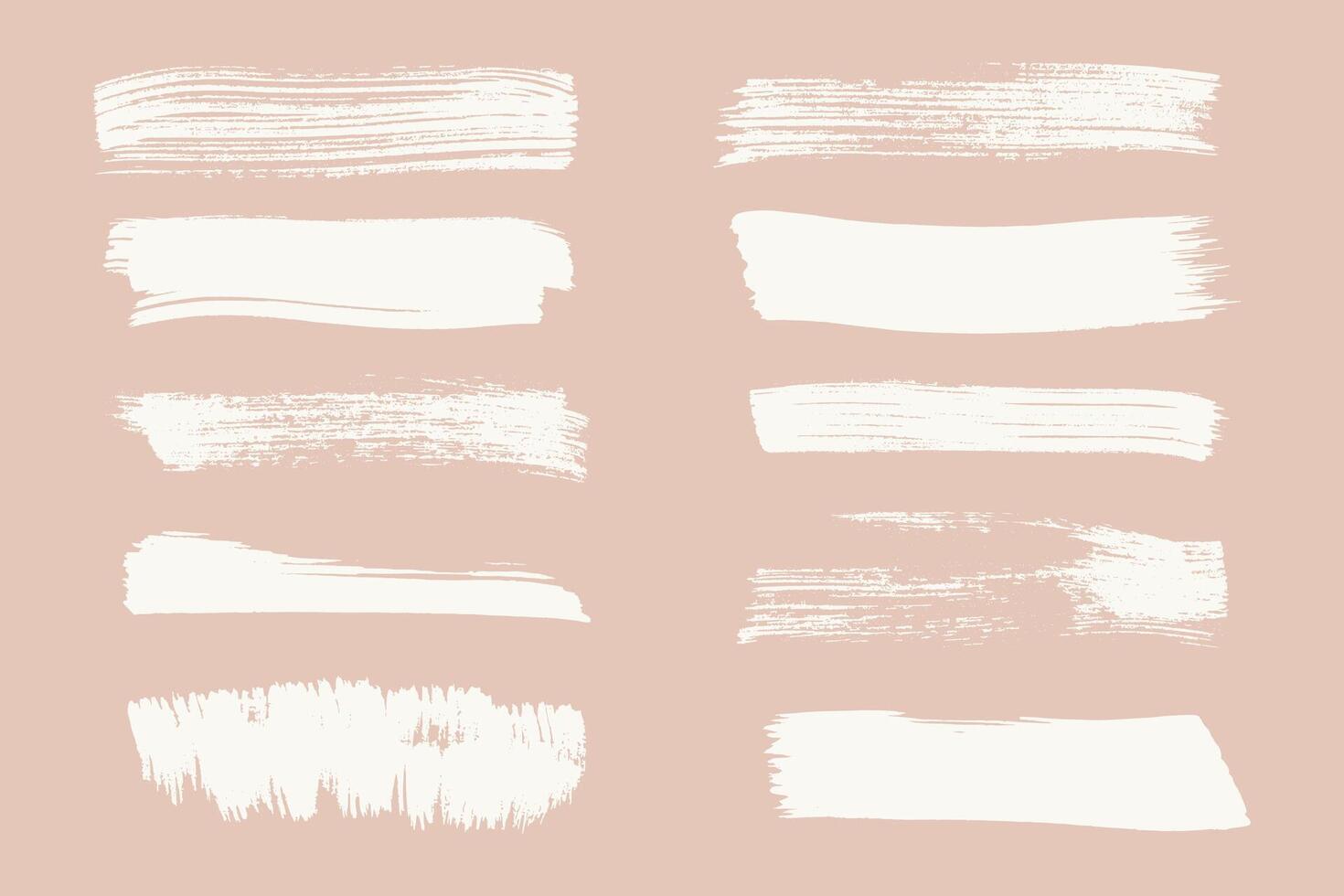Collection of Ink Brush Strokes. Big Bold Brush Stroke Lines Set. White thick grunge banners, underline and highlight brush textures for posters, presentations, ads vector