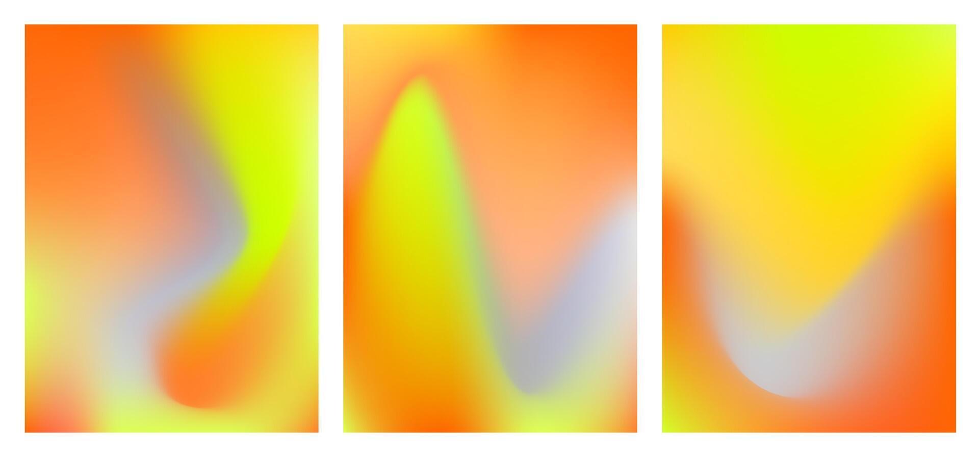 Collection of fluid background. Mixed orange, yellow, grey vector