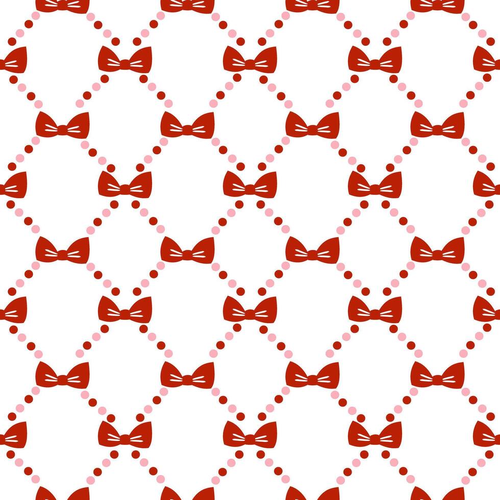 Red ribbon with dot arygle on white background. vector