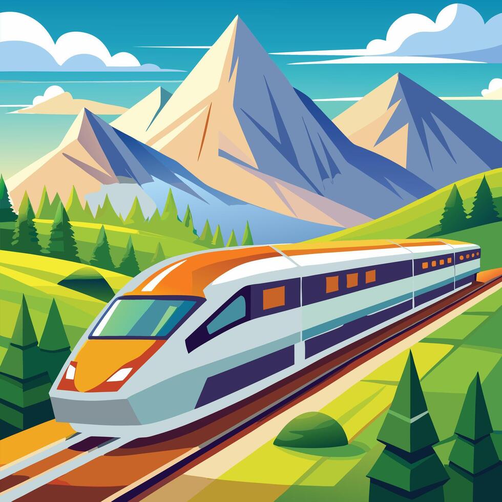 Modern Railway Transport Through Scenic Countryside vector