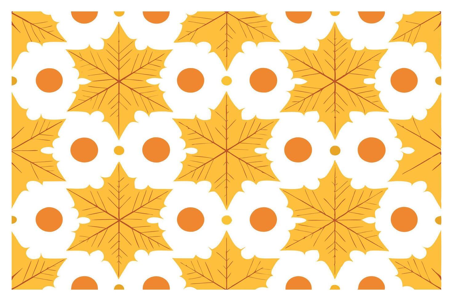 Autumn Pattern with Yellow Maple Leaves and Orange Dots vector