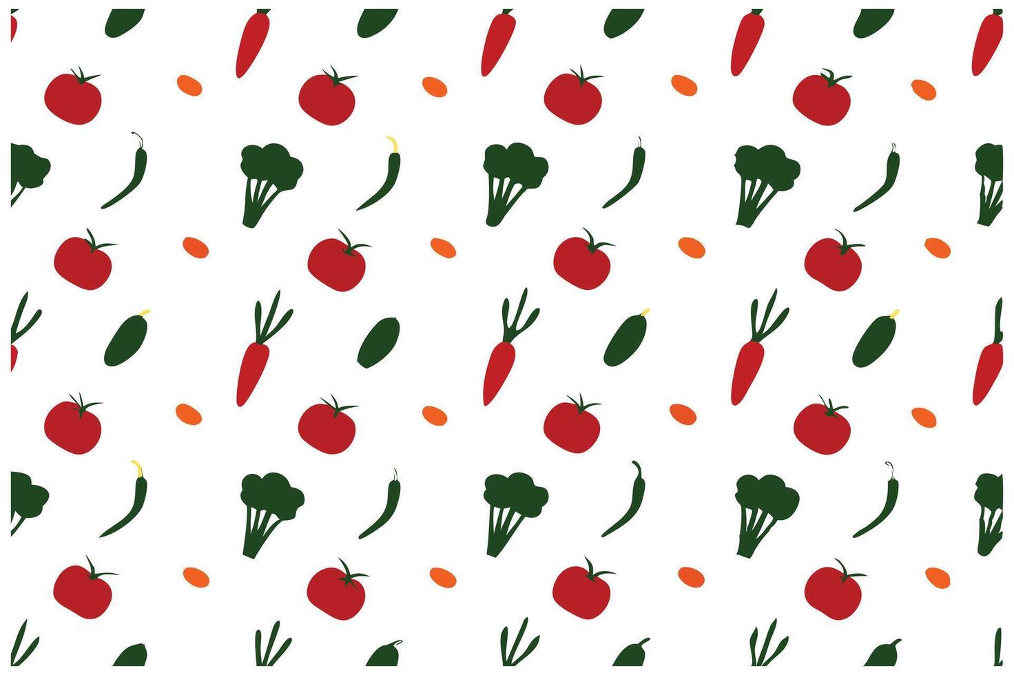 Colorful Vegetable Pattern in Hand-Drawn Style vector