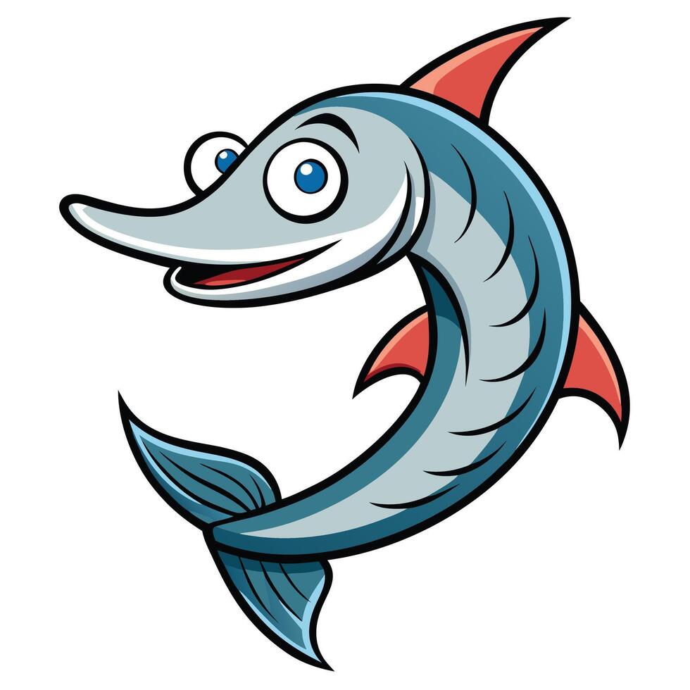 Stylish Wahoo Fish Digital Artwork vector