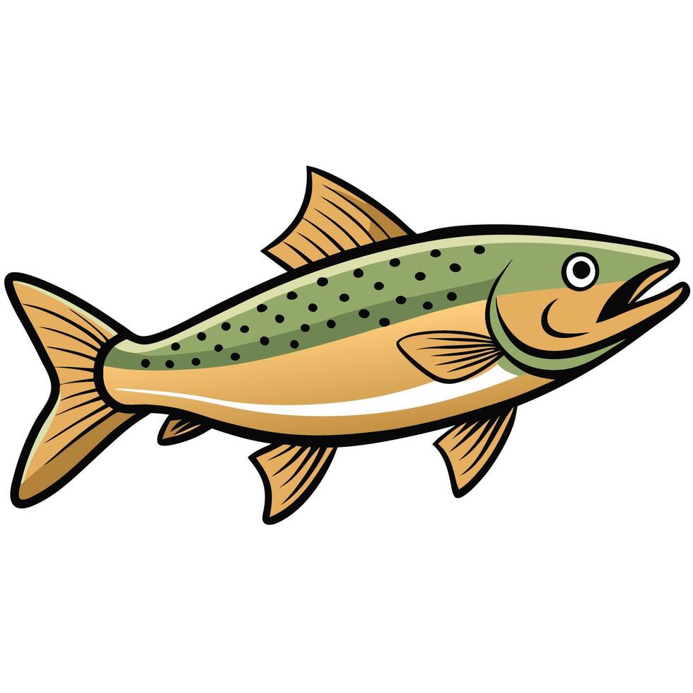 Stylish Trout Fish Line Art Illustration vector