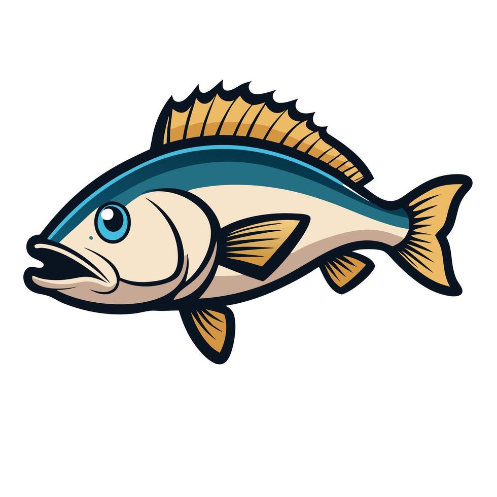 Realistic Walleye Fish Art for Commercial Use vector