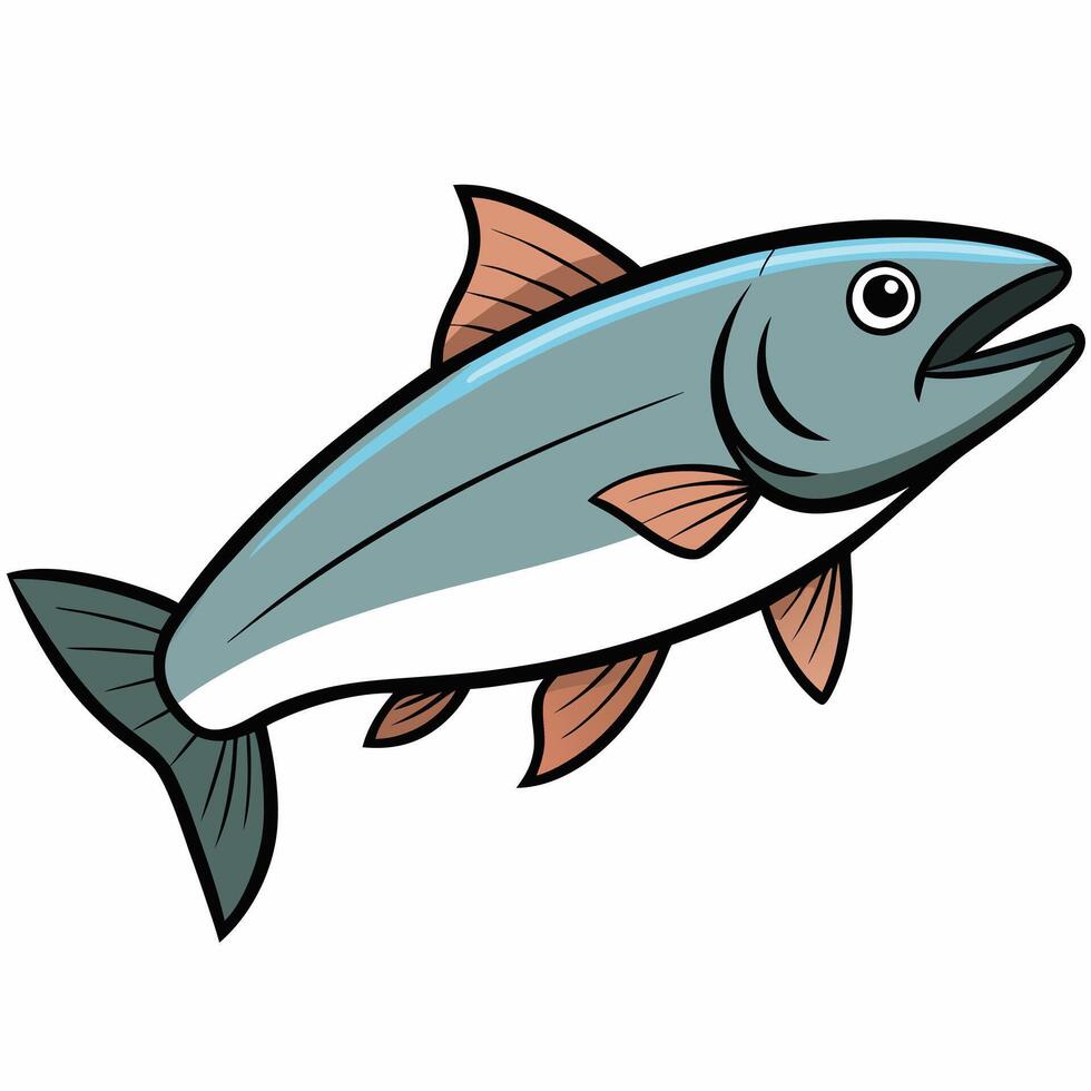 Detailed Trout Fish Line Drawing in vector