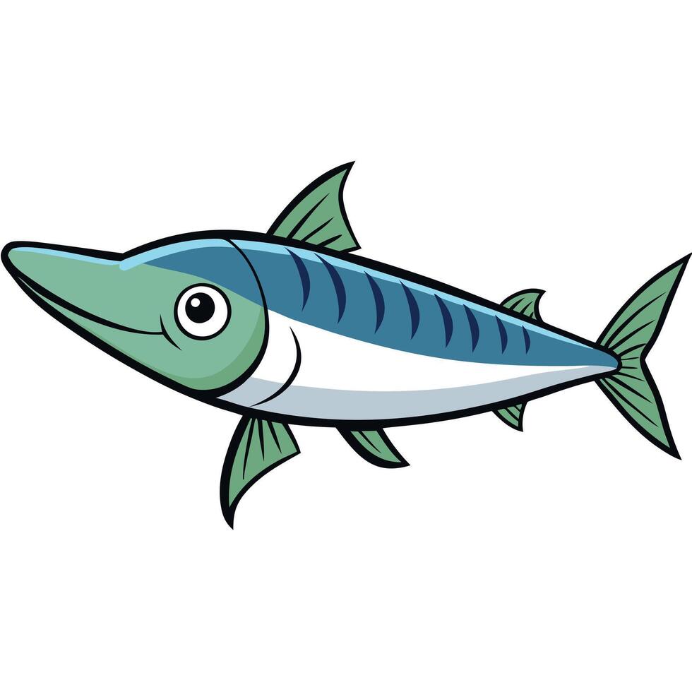 Isolated Wahoo Fish on White Background vector