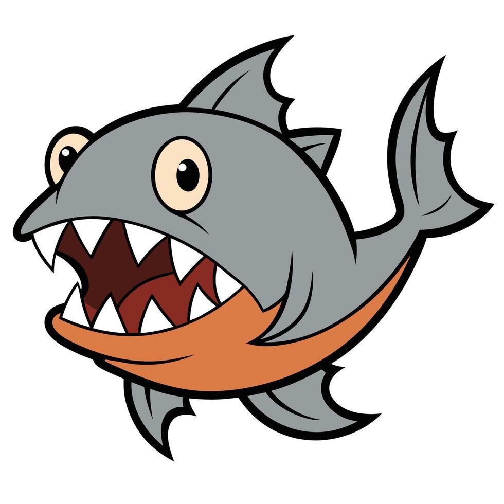 Hand-Drawn Wolf Fish Artwork vector