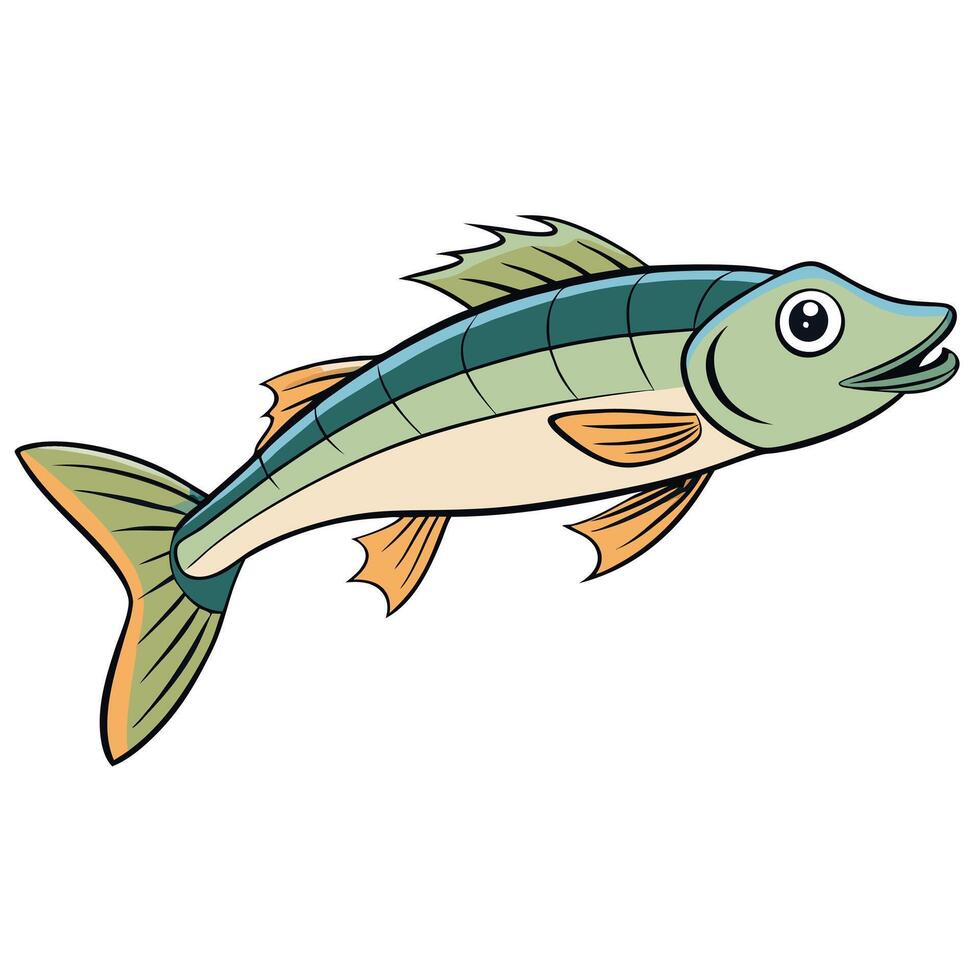 Zander Fish Artwork in Flat Style vector