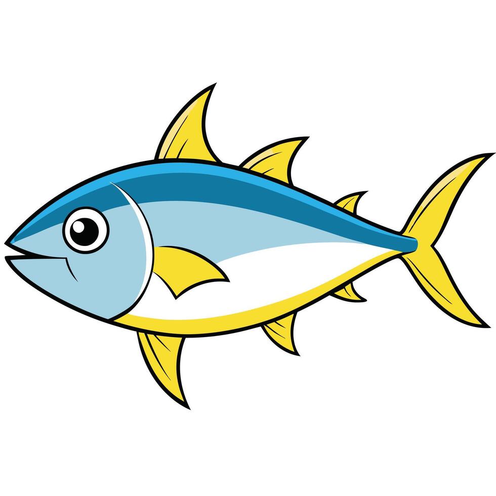 Yellowfin Tuna Fish with Smooth Lines in Style vector