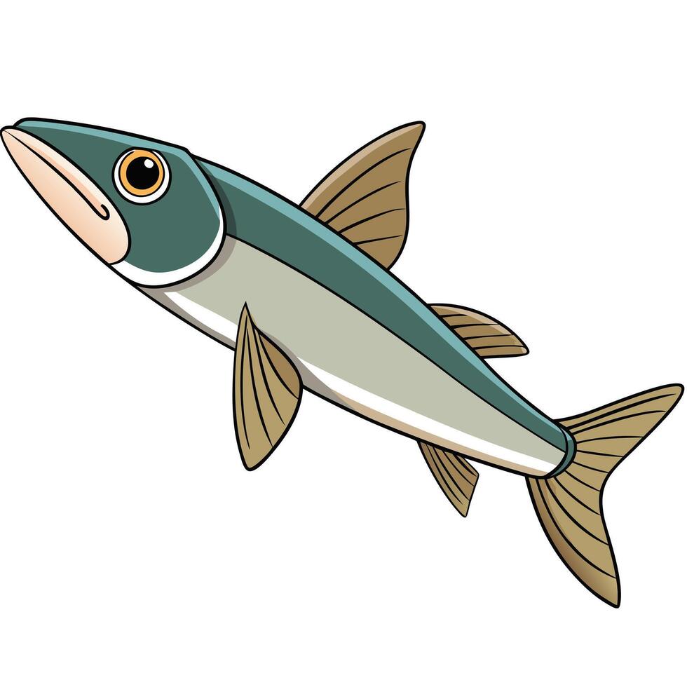 Minimalist Whiting Fish Line Art vector