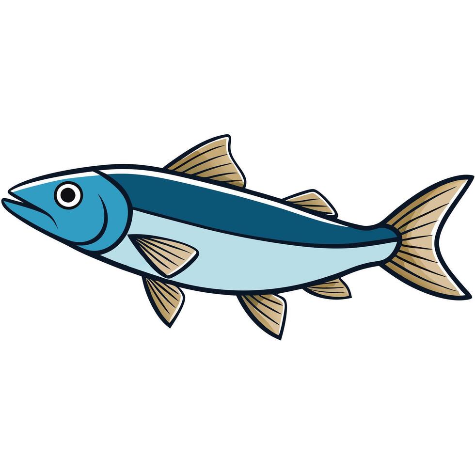 Simple Whiting Fish Drawing for Marketing vector