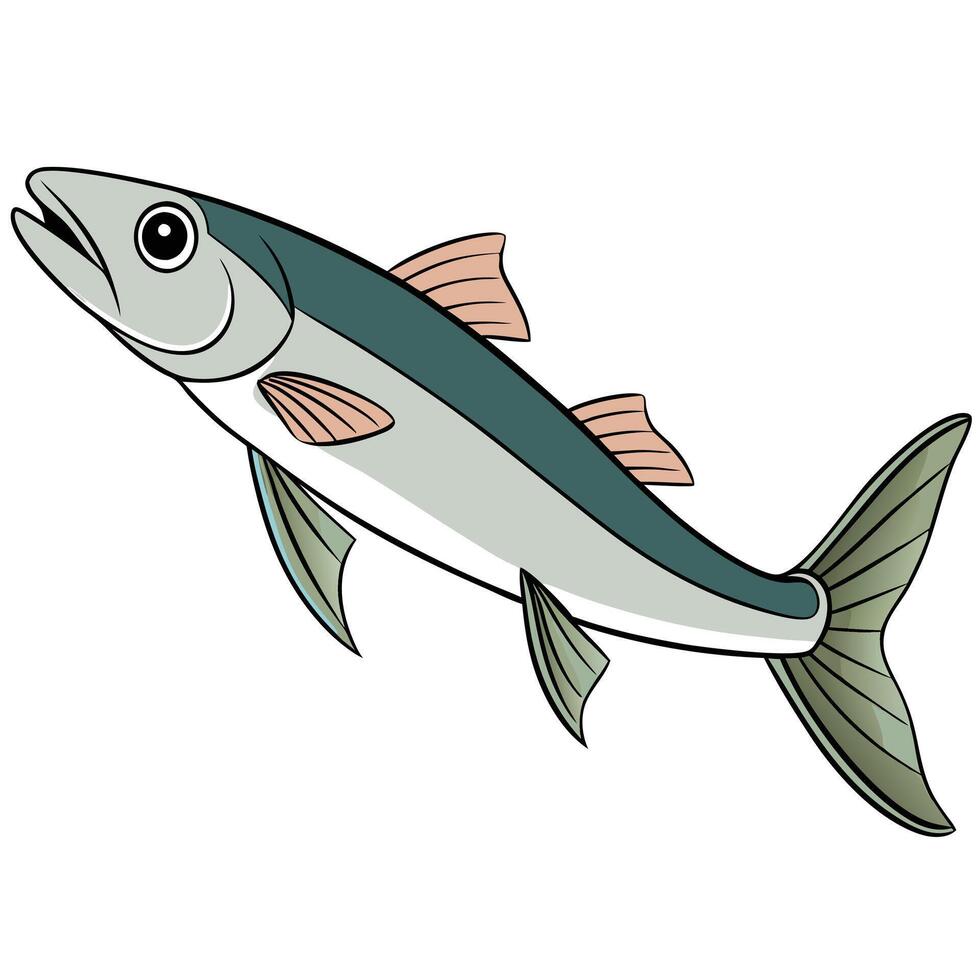 Realistic Whiting Fish Art for Commercial Use vector