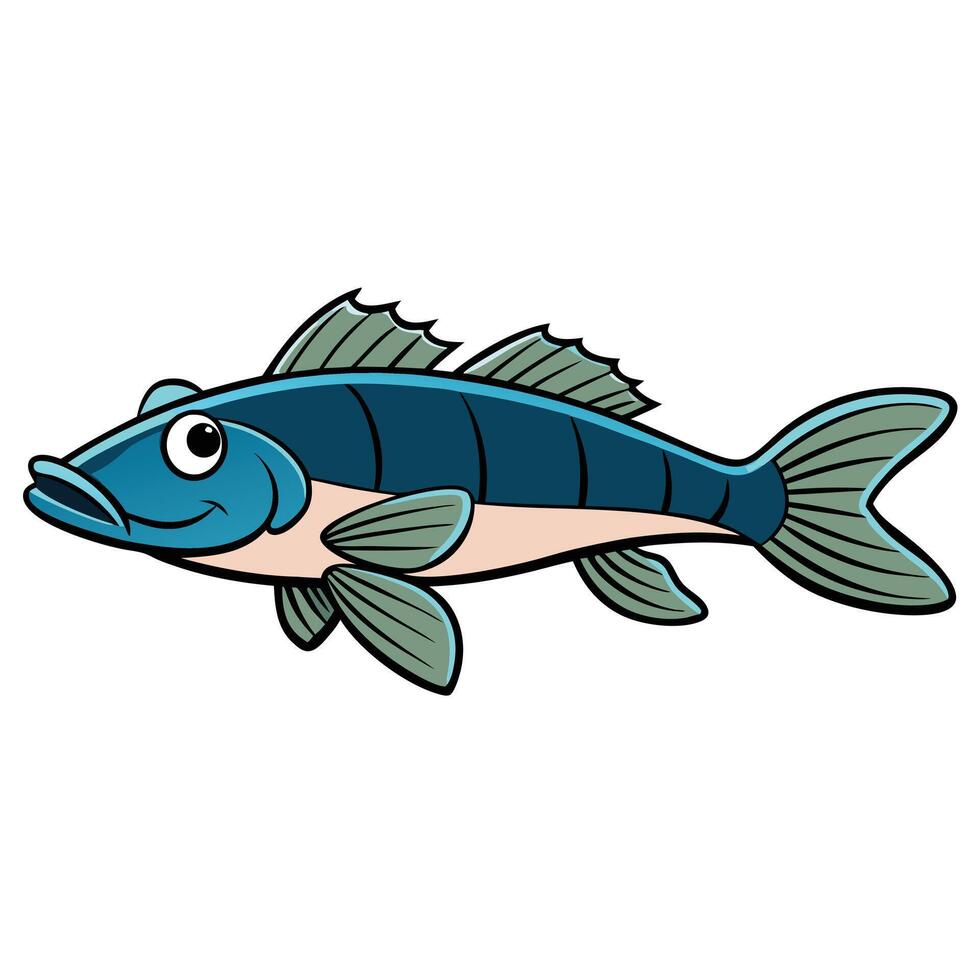 Zander Fish Line Art for Printing vector