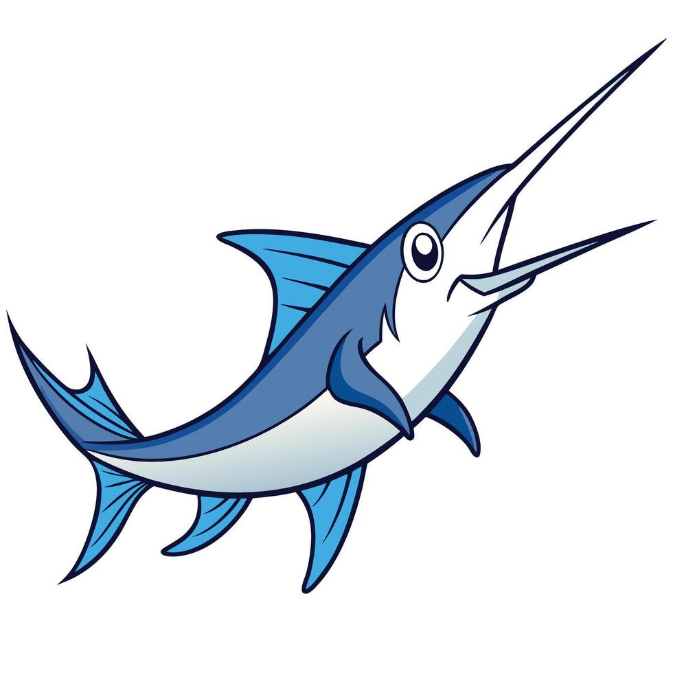 Bold Swordfish Line Art Illustration vector