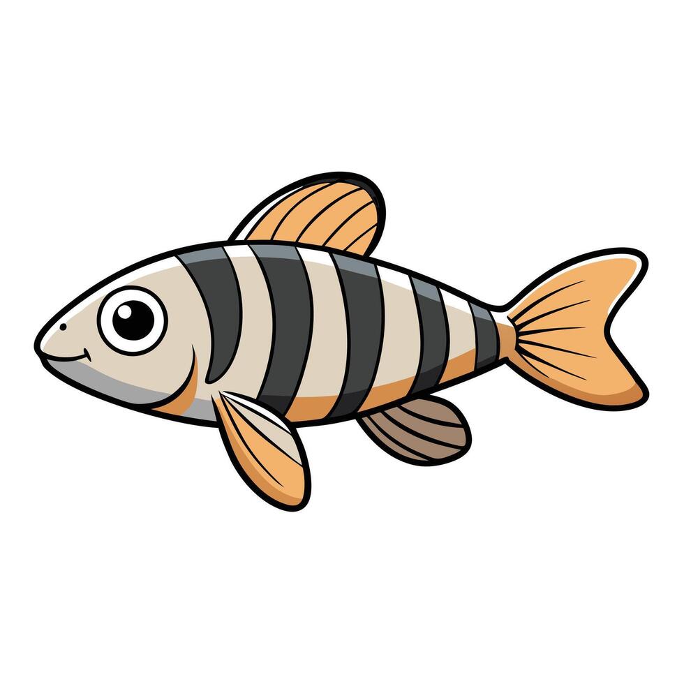 Minimalist Zebra Danio Fish Drawing vector