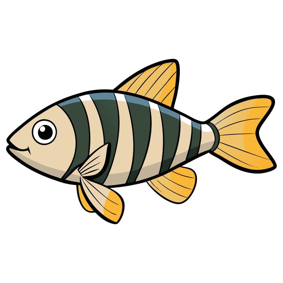 Zebra Danio Fish Artwork in Flat Style vector