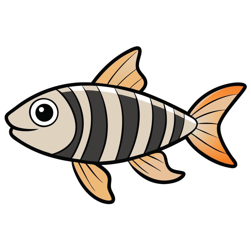 Zebra Danio Fish Illustration on White Background vector