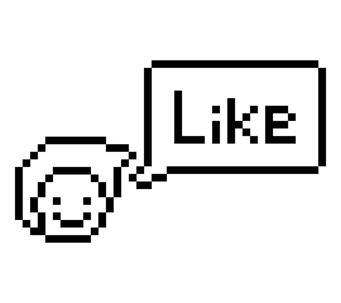 Face happy man male boy with chat box like letter love enjoy like 8 bit. vector