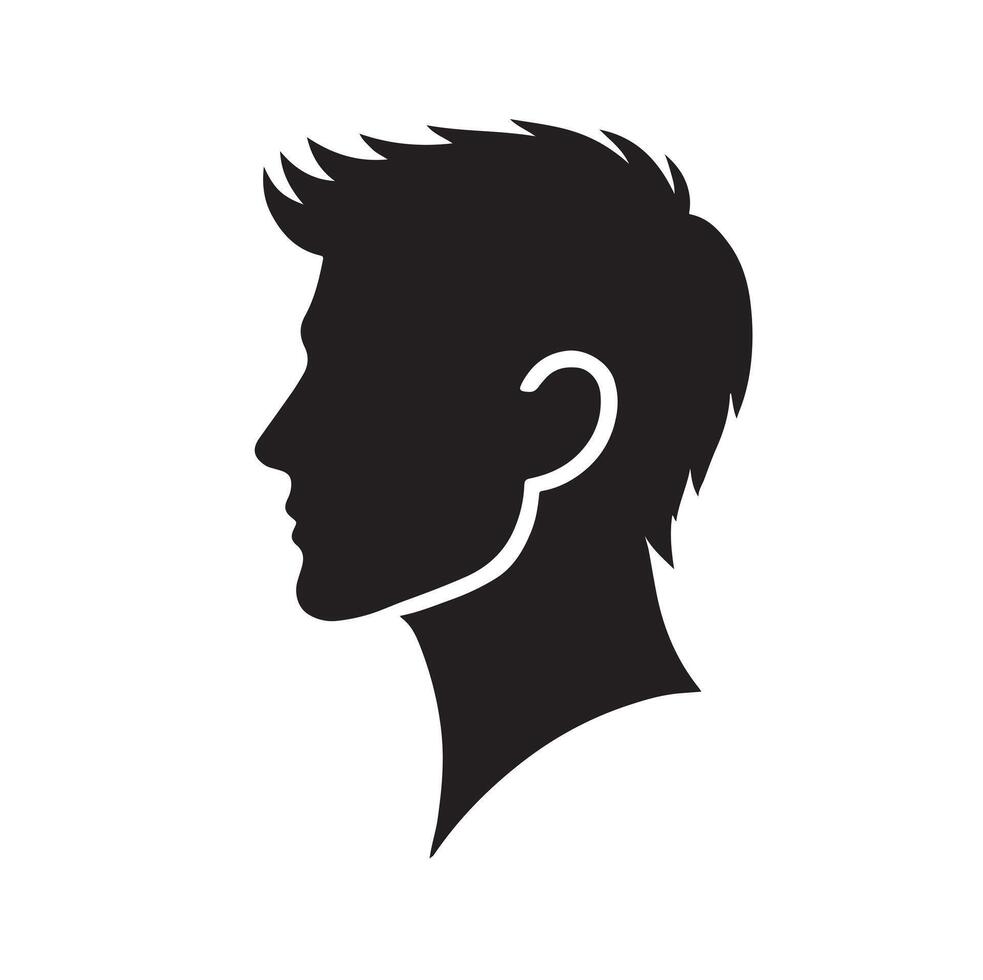 silhouette of a man's head with a short hair style vector