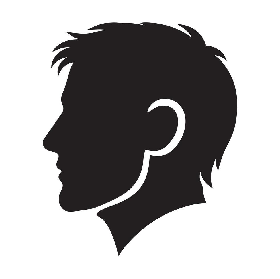 silhouette of a man's head with a short hair vector