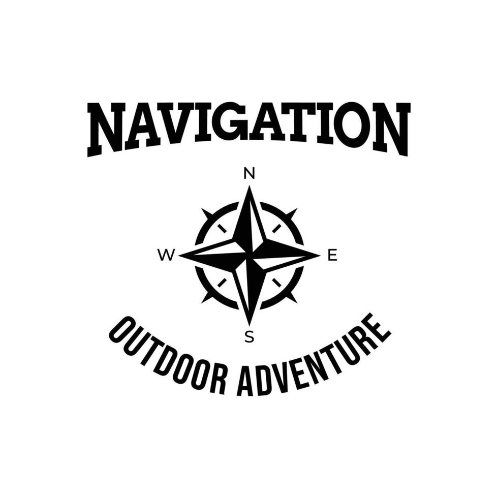 Navigation logo with compass symbol, vector