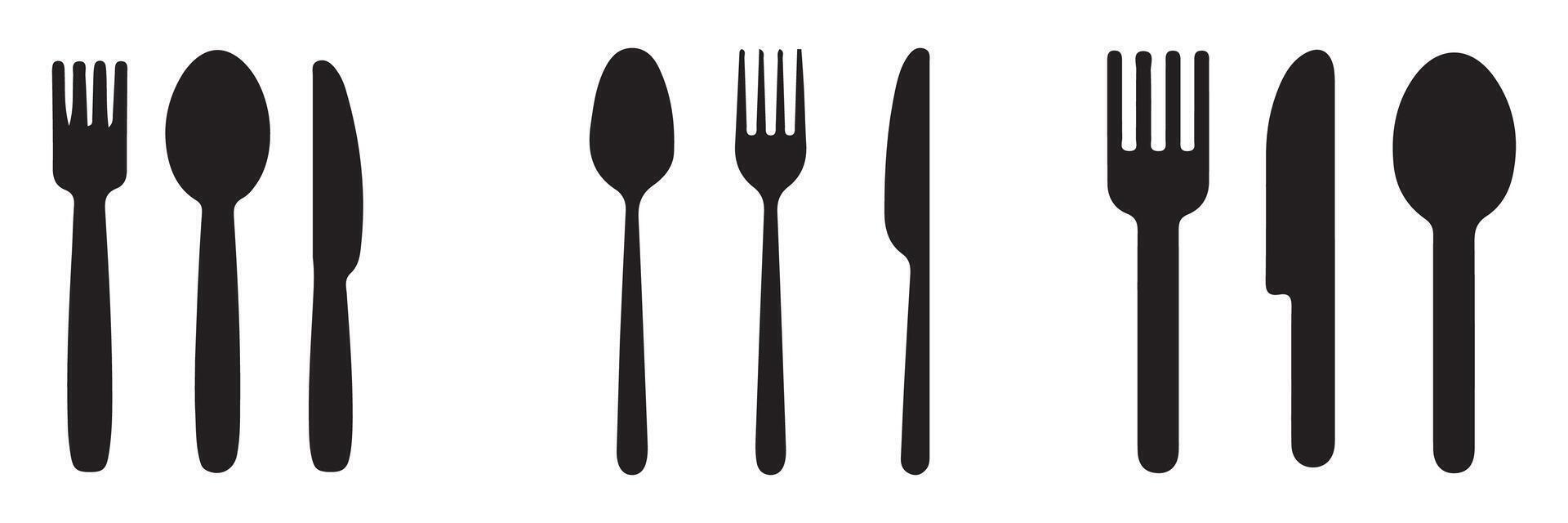Knife icon Fork spoon set vector