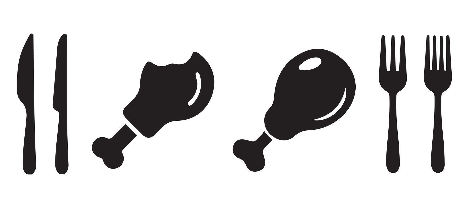 Chicken roast and fork spoon vector