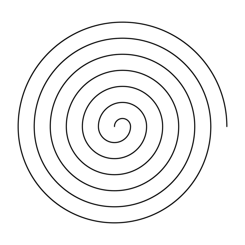 Single thin line spiral. Line in circle form. Thin black spiral symbol. Spiral, swirl, twirl, volute design element with thin lines. vector