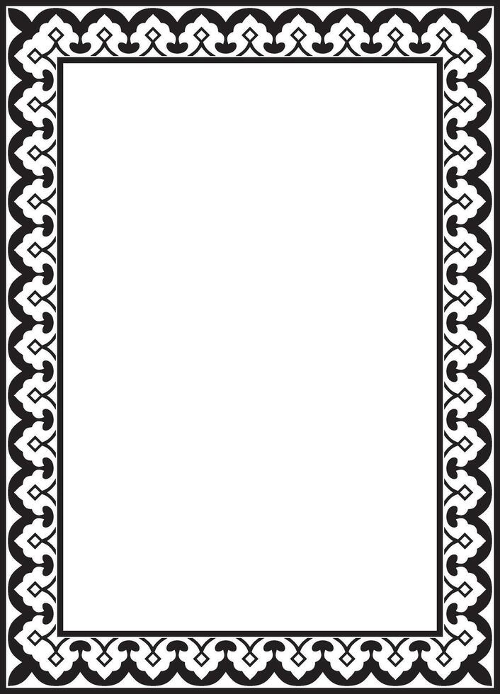 square monochrome black national Persian ornament. Rectangle, frame, border, ethnic pattern of Iran, Iraq, Tajikistan vector