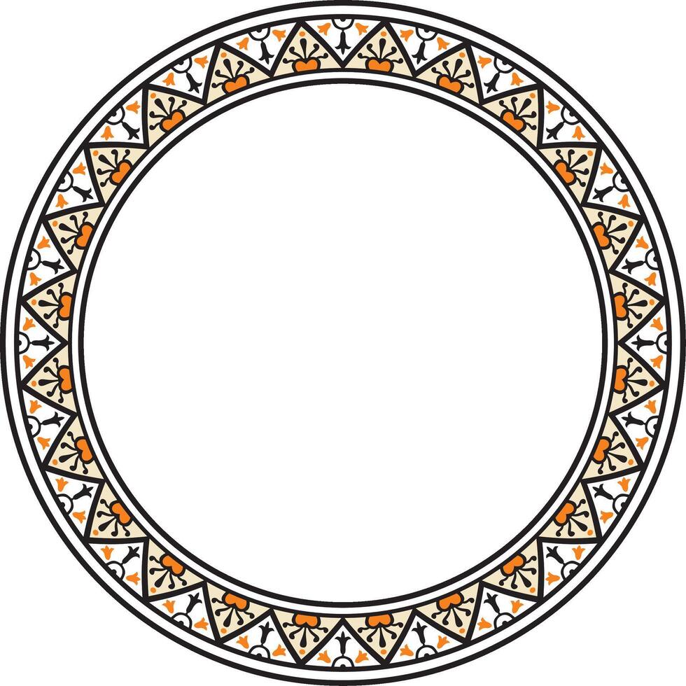 round colored border, frame, Pompeii ring. Circle Neopolitan ornament vector