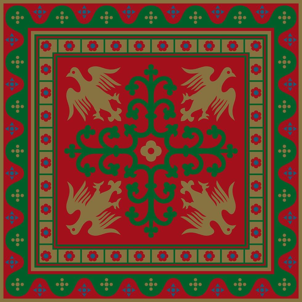 colored square gothic ornament. Medieval European rectangle, border. Classic pattern vector