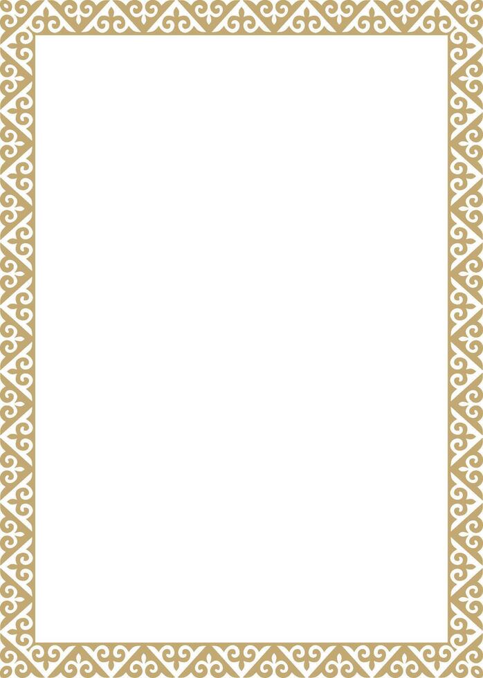 golden square Kazakh national ornament. Ethnic pattern vector