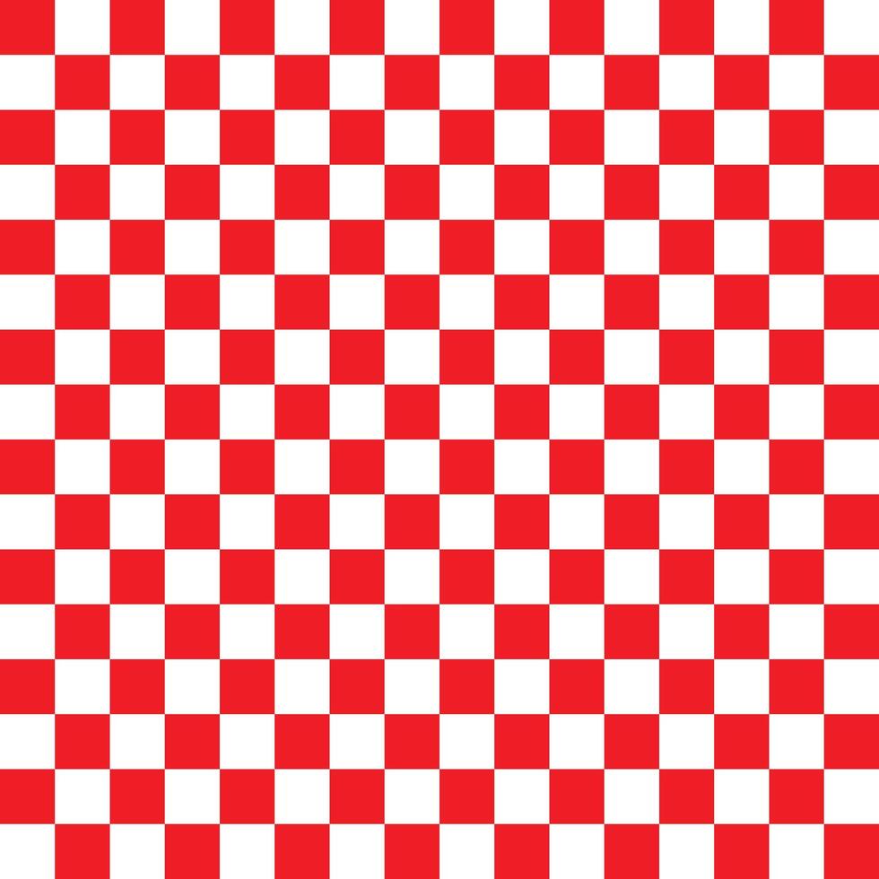 Checkered pattern of red and white squares. vector