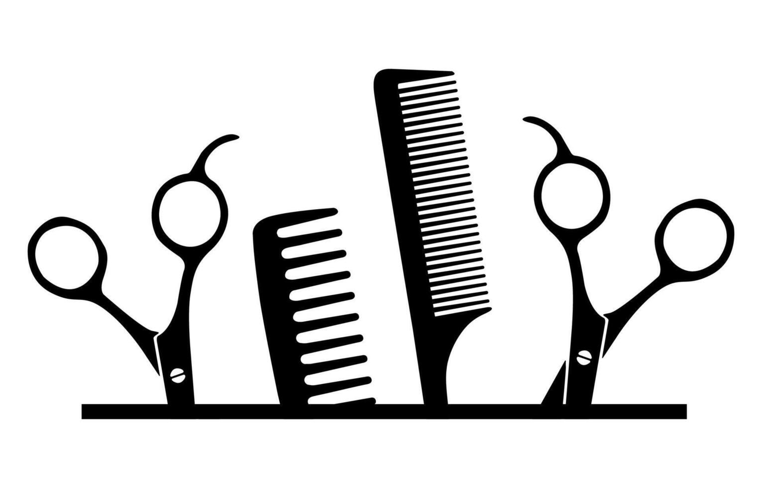 Scissors and hairbrush graphic icon. Barbershop symbols. vector